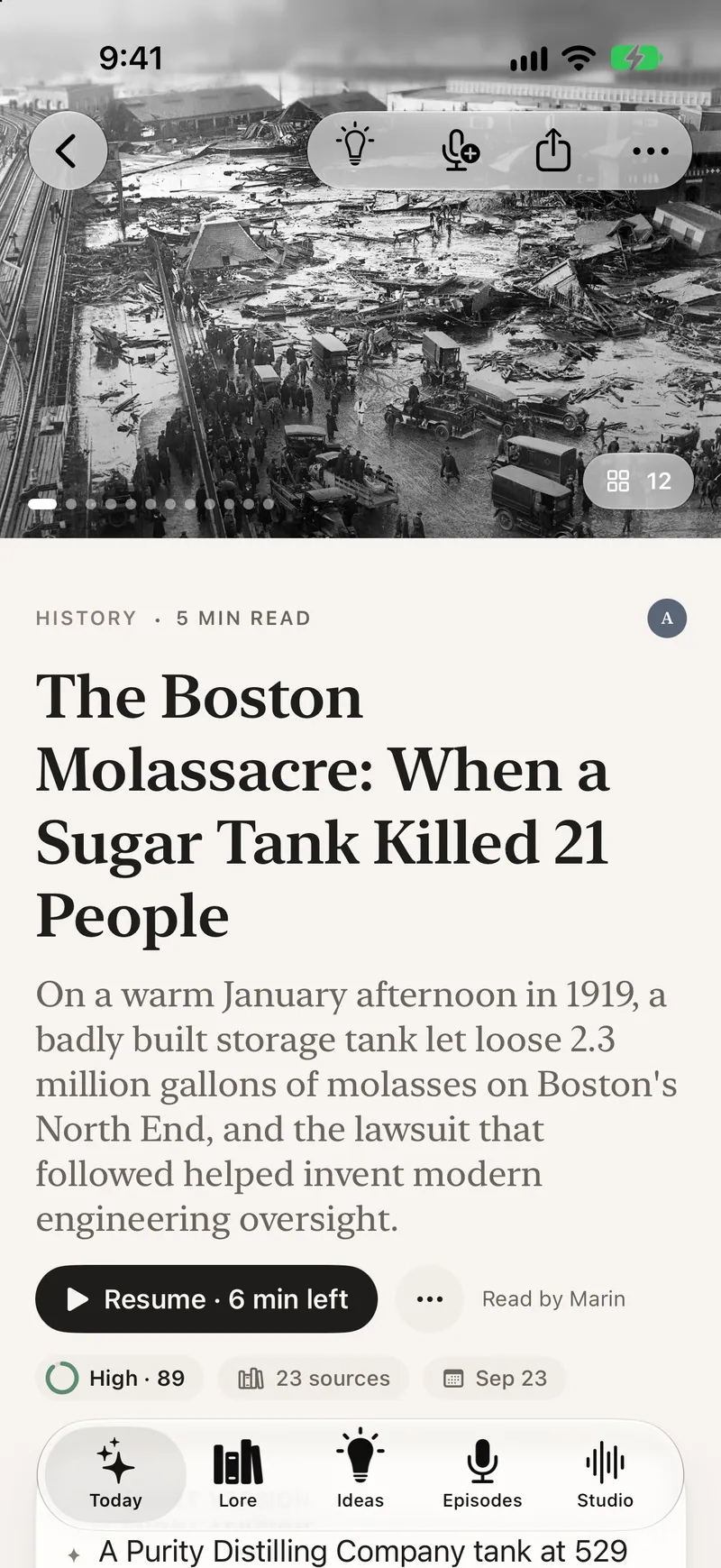 A lorelet about the Boston molasses flood of 1919